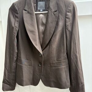 Limited Luxe Women's Chocolate Pinstripe Two Button Blazer Size 0